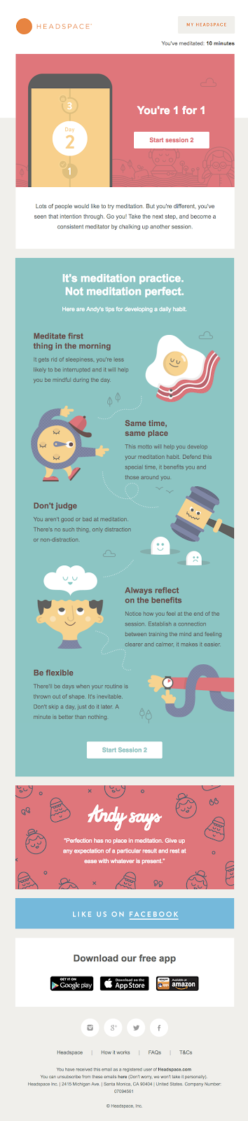 Headspace onboarding email