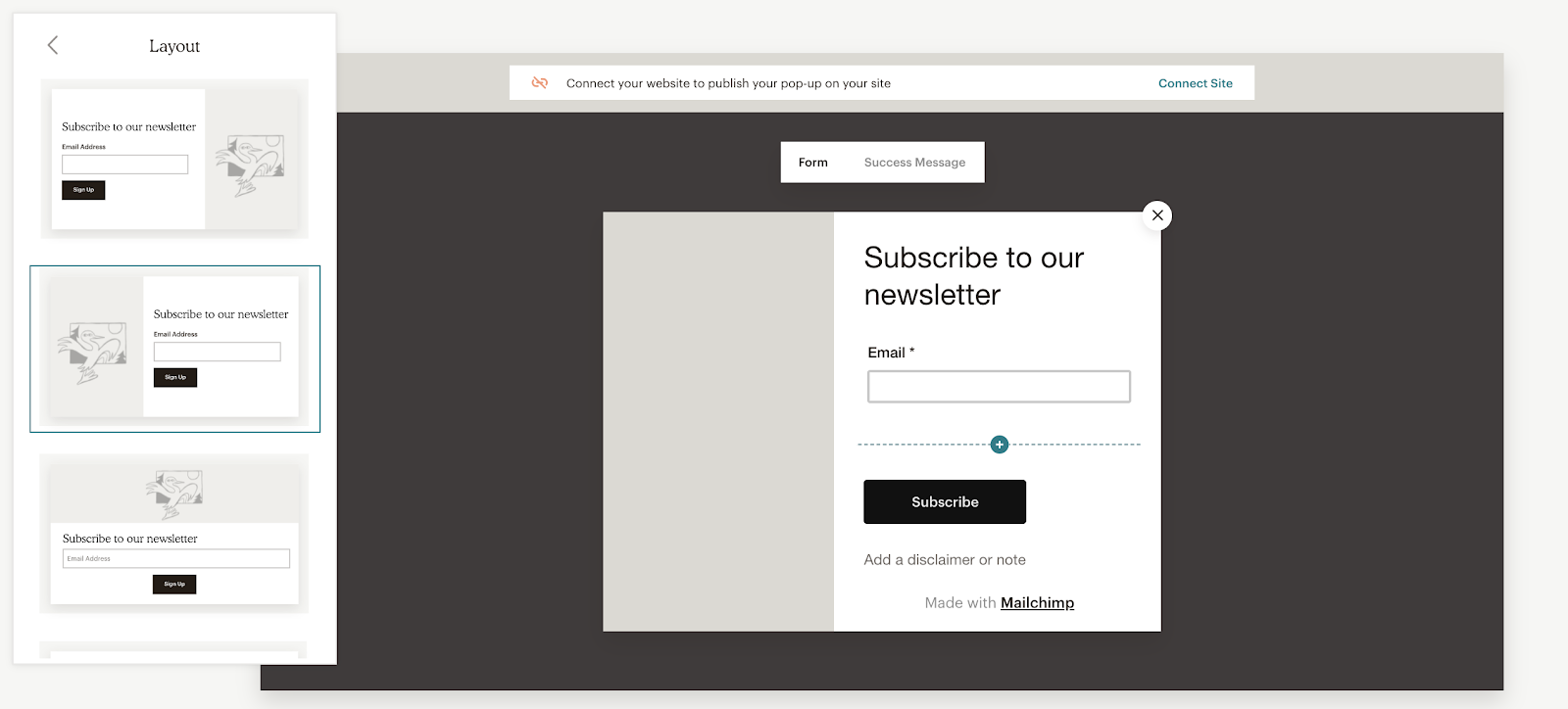 Mailchimp popup form