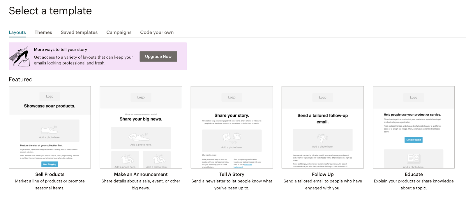 Mailchimp layout