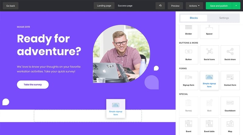 MailerLite landing pages