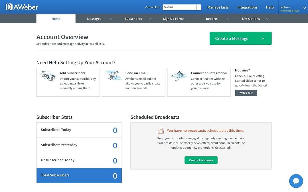 Aweber Dashboard