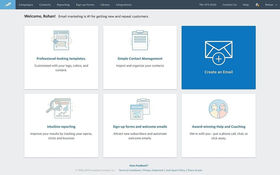 Constant Contact Dashboard