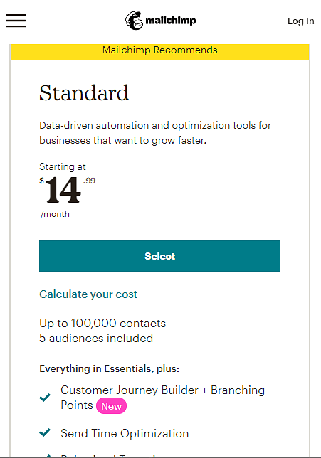 Mailchimp standard plan
