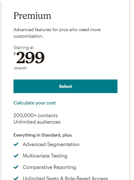 Mailchimp premium plan
