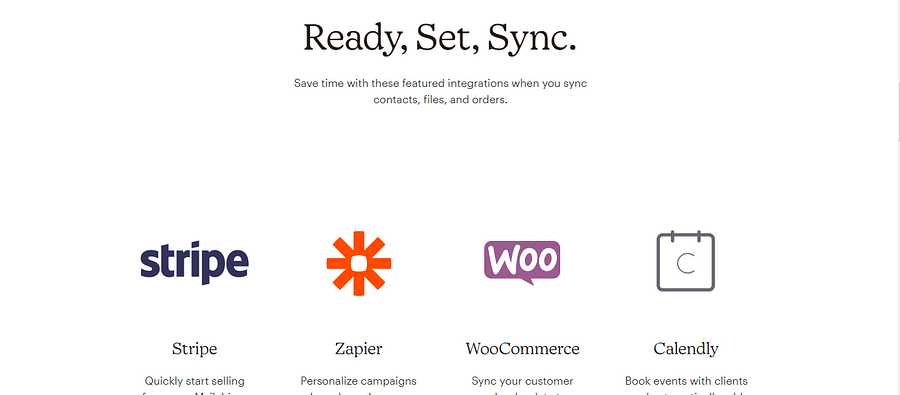 App integrations supported by Mailchimp