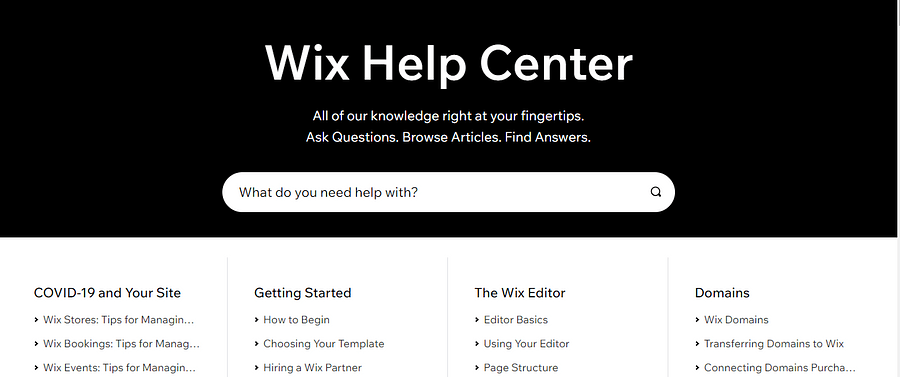 Wix online help center
