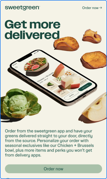 sweetgreen email design example 1