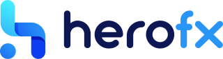 The Herofx logo features a stylized blue letter