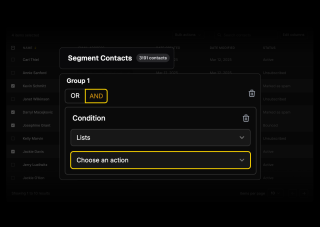 A user interface for segmenting contacts displays 