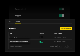 A webhook interface displays 